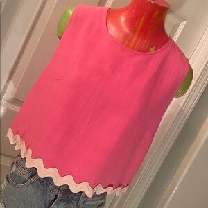 ANNIEWEAR Pink Sleeveless Blouse with Light Pink Trim